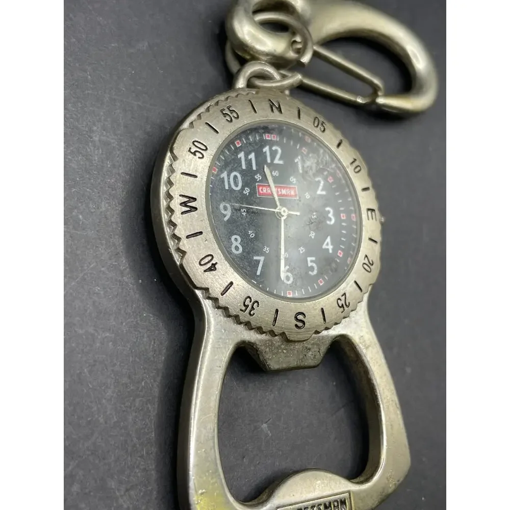 VTG Craftsman Watch Bottle Opener Carbine Survival Rare Silver Metal 39.2MM